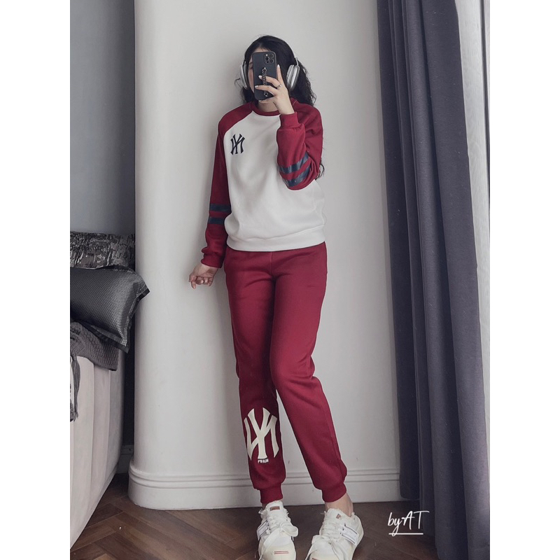 BỘ NY PHỐI ÁO ĐEN ĐỎ chất nỉ bông dày ấm áp chấp hết các loại gió mùa