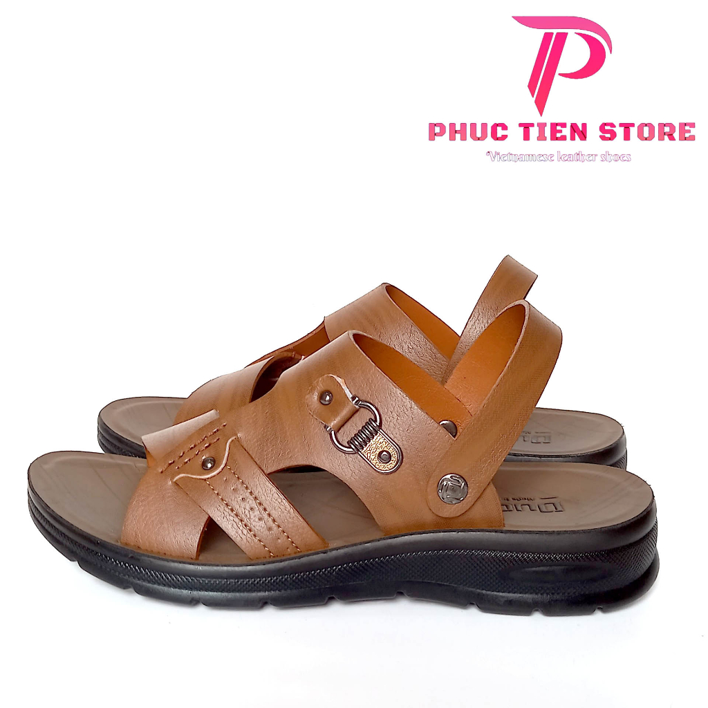 Dép da nam được làm từ da bò cao cấp đế đúc mề dẻo nâng chiều cao