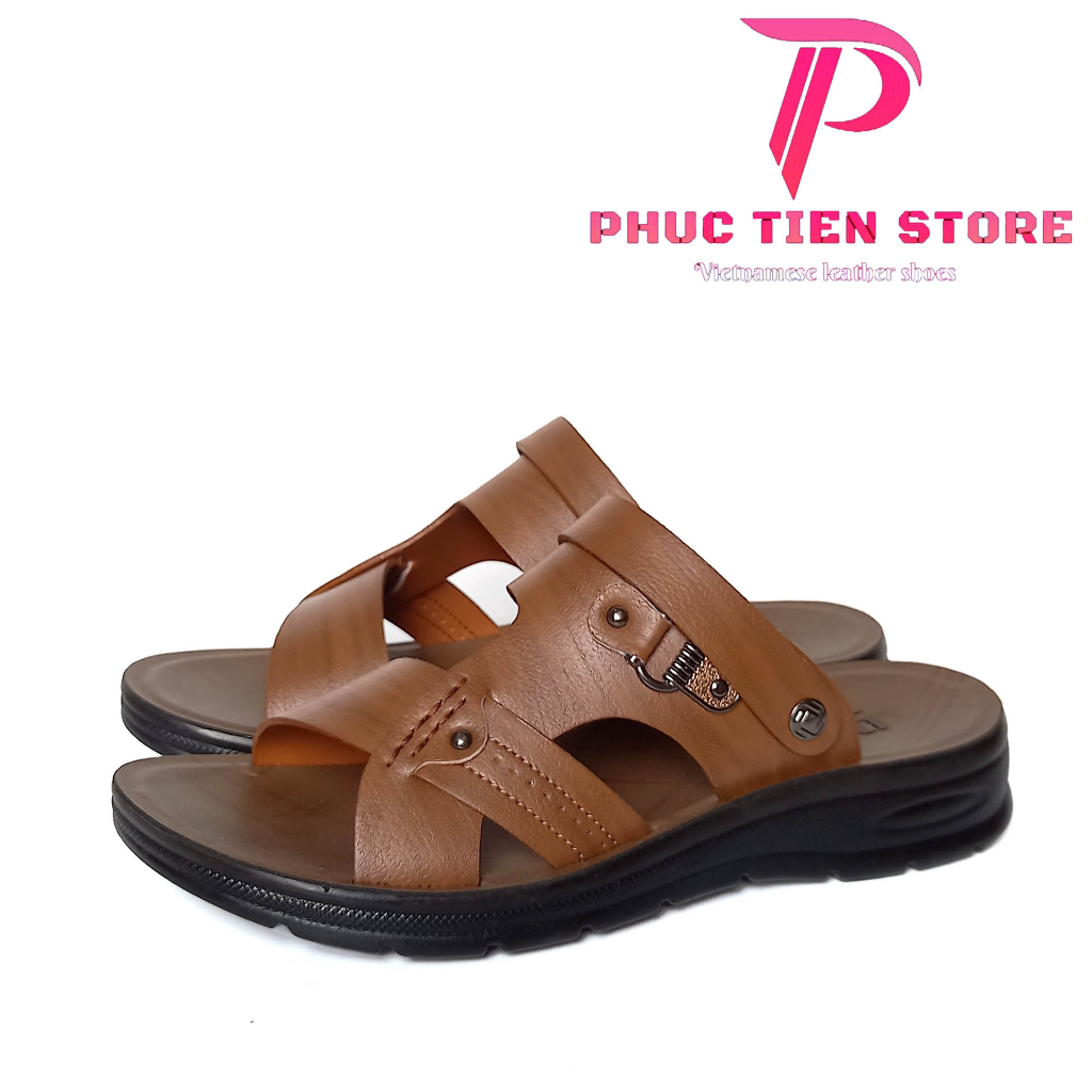 Dép da nam được làm từ da bò cao cấp đế đúc mề dẻo nâng chiều cao