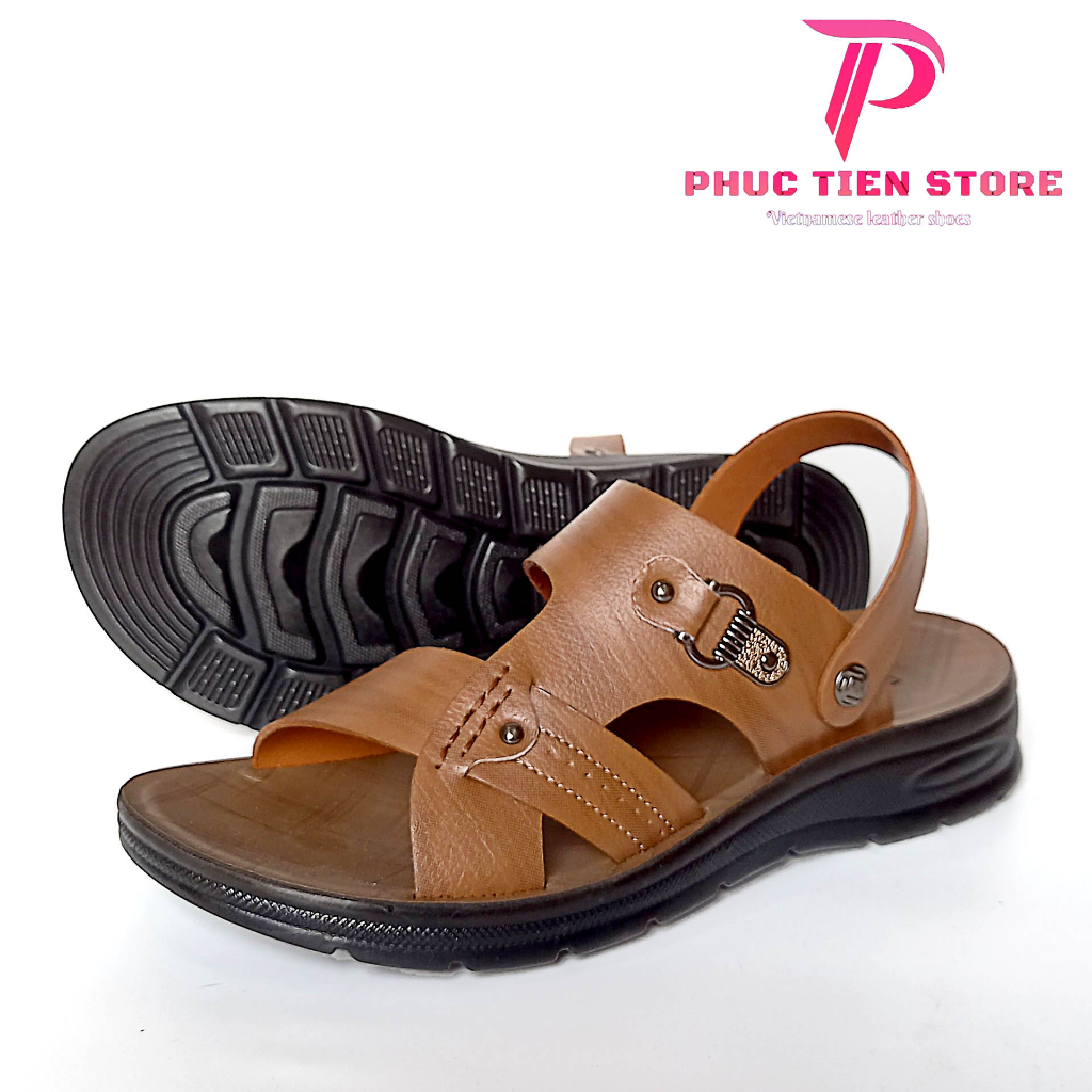 Dép da nam được làm từ da bò cao cấp đế đúc mề dẻo nâng chiều cao