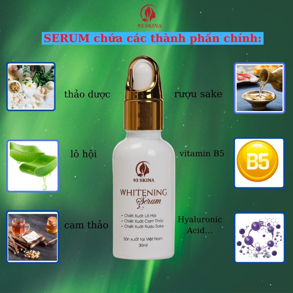 Serum dưỡng trắng da căng bóng Đánh Bay thâm Nám Tàn Nhang Dưỡng Da Trắng Sáng Tự Nhiên 93skina