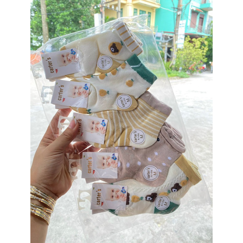 Set 5 đôi tất thú có tai , chống trươt cho bé trai bé gái