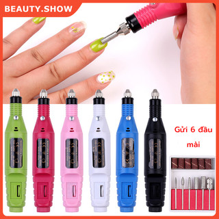 Máy mài móng mini - máy dũa móng tặng kèm bộ 6 đầu mài