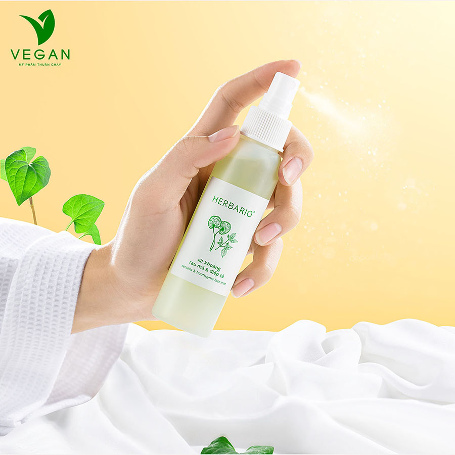 Xịt khoáng Rau Má & Diếp Cá herbario 100ml thuần chay cấp ẩm