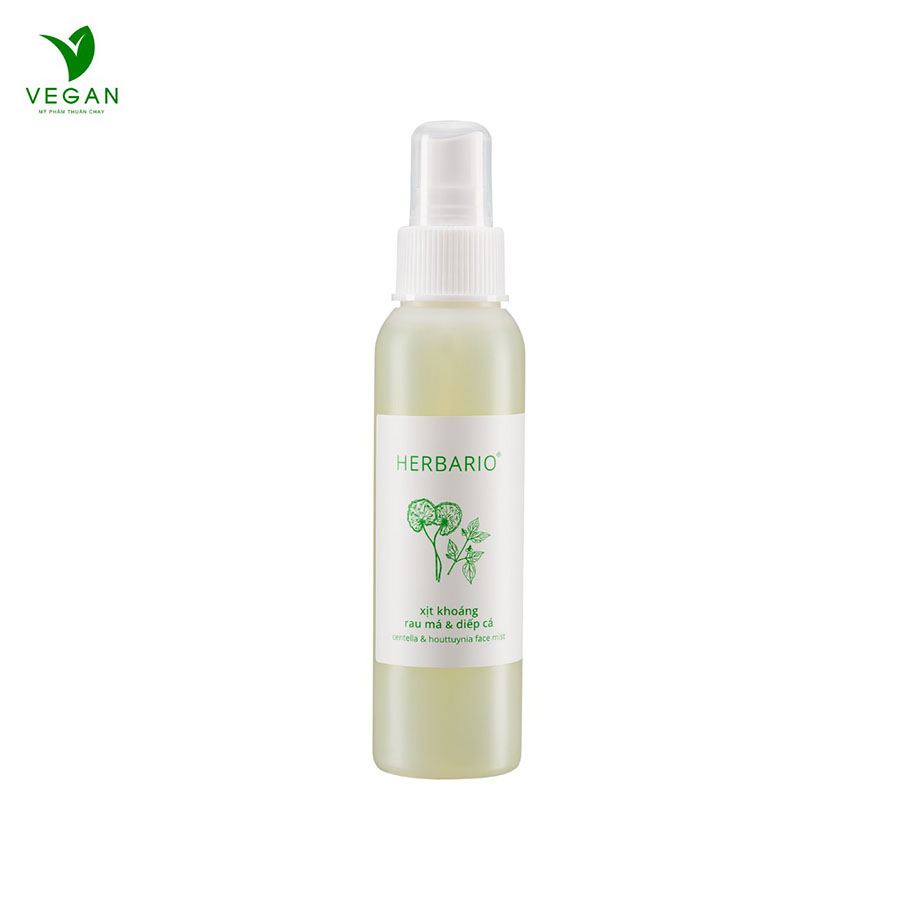 Xịt khoáng Rau Má & Diếp Cá herbario 100ml thuần chay cấp ẩm