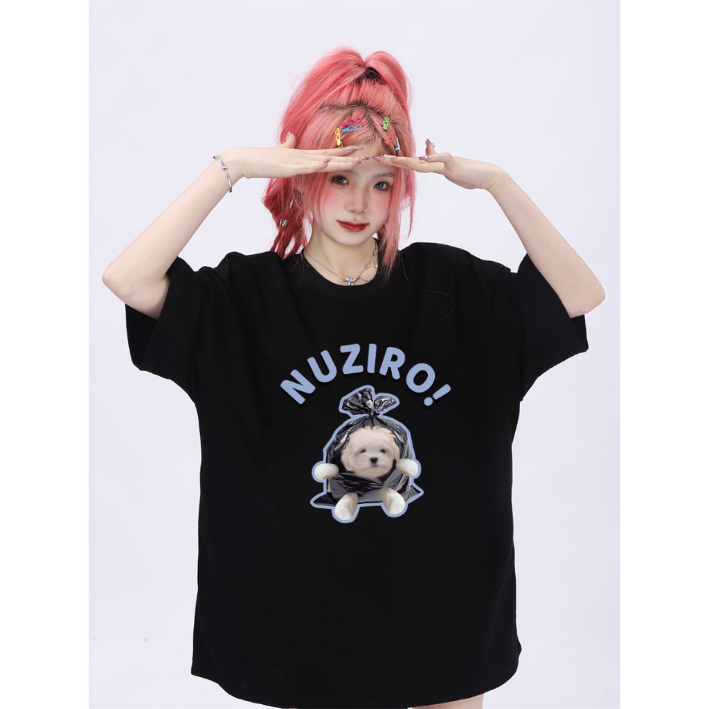 RELACH | áo thun unise|A Kitty in a Garbage Bag Print| áo phông nữ áo phông cotton nữ oversized T-shirt