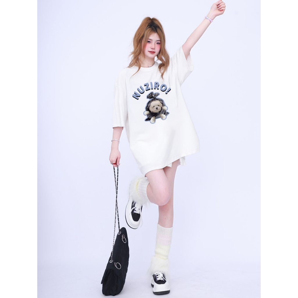 RELACH | áo thun unise|A Puppy in a Garbage Bag Print| áo phông nữ áo phông cotton nữ oversized T-shirt