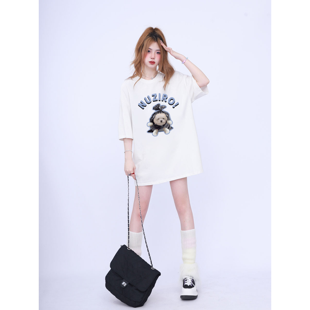 RELACH | áo thun unise|A Puppy in a Garbage Bag Print| áo phông nữ áo phông cotton nữ oversized T-shirt