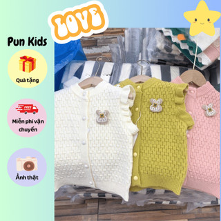 Áo gile len tag thỏ style Hàn Quốc cho bé gái từ 9 - 25 Kg