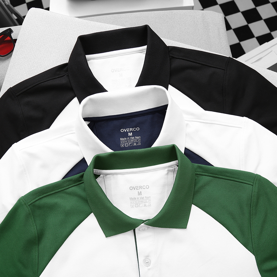 ÁO Polo Nam SKYL OVERCO Chất Vải Cotton USA Mềm Mịn Thoáng Mát Phối Tay In Sọc Ngang Mát Mẻ Co Giãn