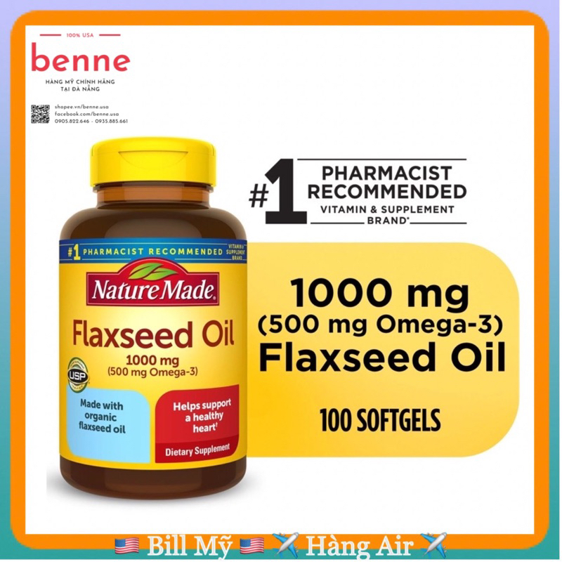 Viên bổ sung Omega 369 từ Dầu Hạt Lanh Nature Made Flaxseed Oil của Mỹ