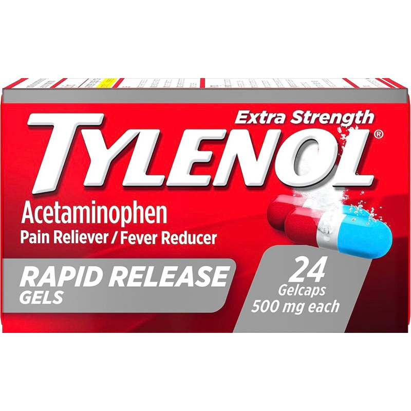 Hộp đựng Týlênôl Acetaminophen Rapid Release gels 500mg của Mỹ