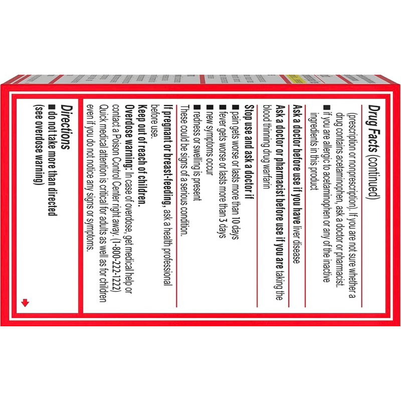 Hộp đựng Týlênôl Acetaminophen Rapid Release gels 500mg của Mỹ