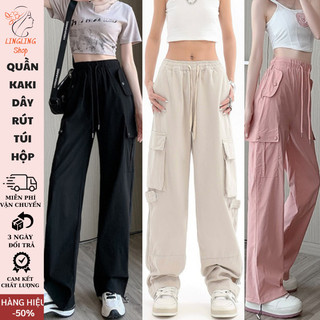 Quần Dài Túi Hộp Ống Rộng Kaki Cotton JULY 8 Túi Cạp Cao Nam Nữ Unisex Lingshop hottrend 2023