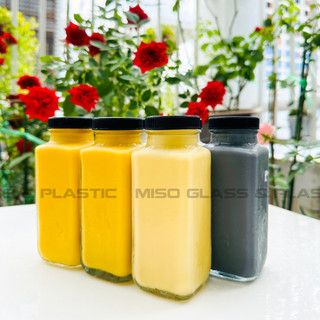 Bộ 10 Chai thủy tinh Vuông 250ml nắp vặn đựng sữa hạt, nước ép