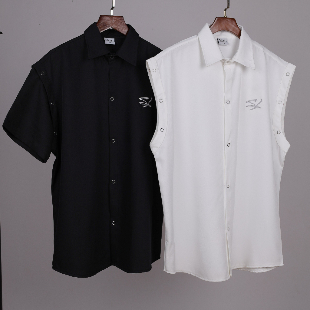 Áo Sơmi 2in1 Silas Caven Ráp Tay Nút Bấm Tay Rời Unisex Thoáng Mát, Năng Động, Trẻ Trung