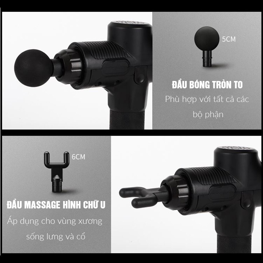 Máy Massage Cầm Tay EM009 Cao Cấp 6 đầu trị liệu 30 chế độ rung, máy massage cầm tay giãn cơ toàn thân