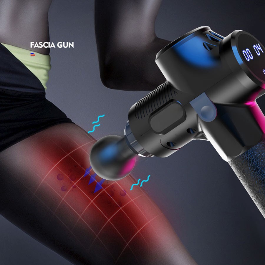 Máy Massage Cầm Tay EM009 Cao Cấp 6 đầu trị liệu 30 chế độ rung, máy massage cầm tay giãn cơ toàn thân