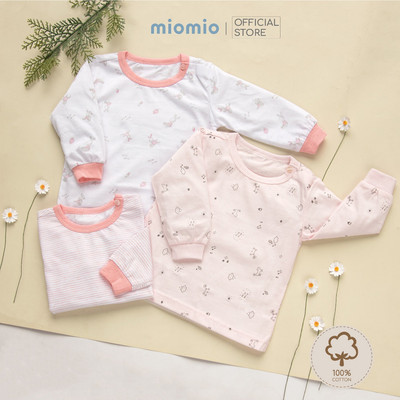 Combo 3 Áo Tay Dài, Nút Vai MIOMIO Vải Cotton Cho Bé Trai,Gái, Họa tiết Thỏ,Sọc,MèoMây (Từ 3-24 Tháng)Thoáng Mát Dễ Chịu