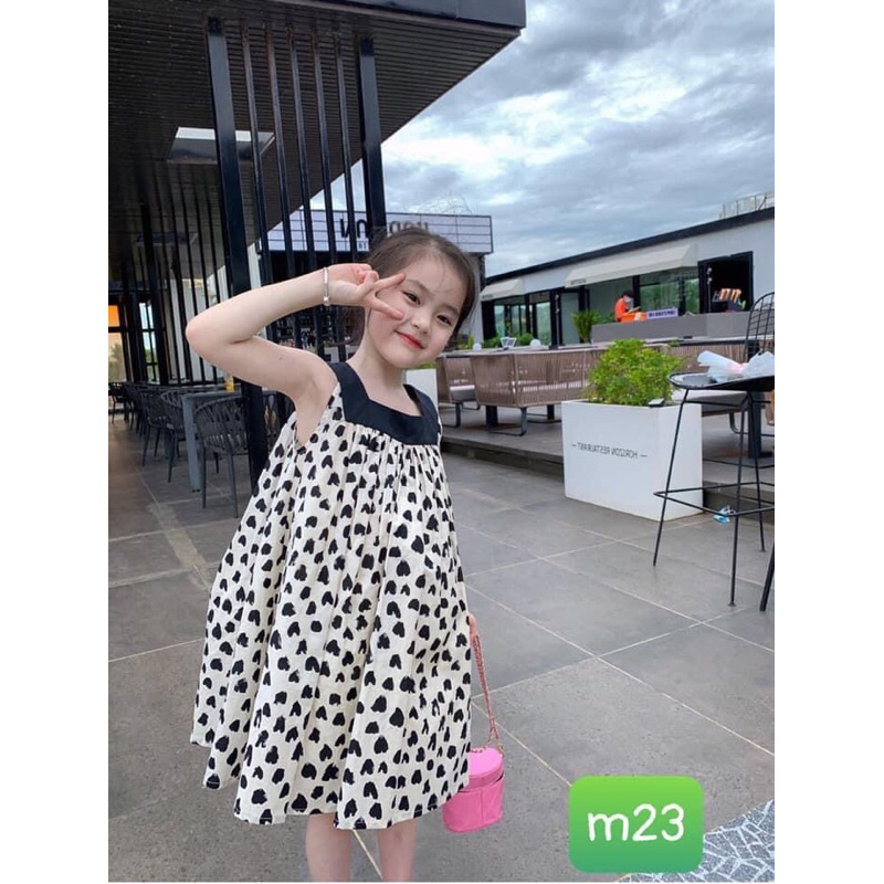 V123 váy xoè tim viền đen cho bé yêu 12-38kg nhà mộc baby v123