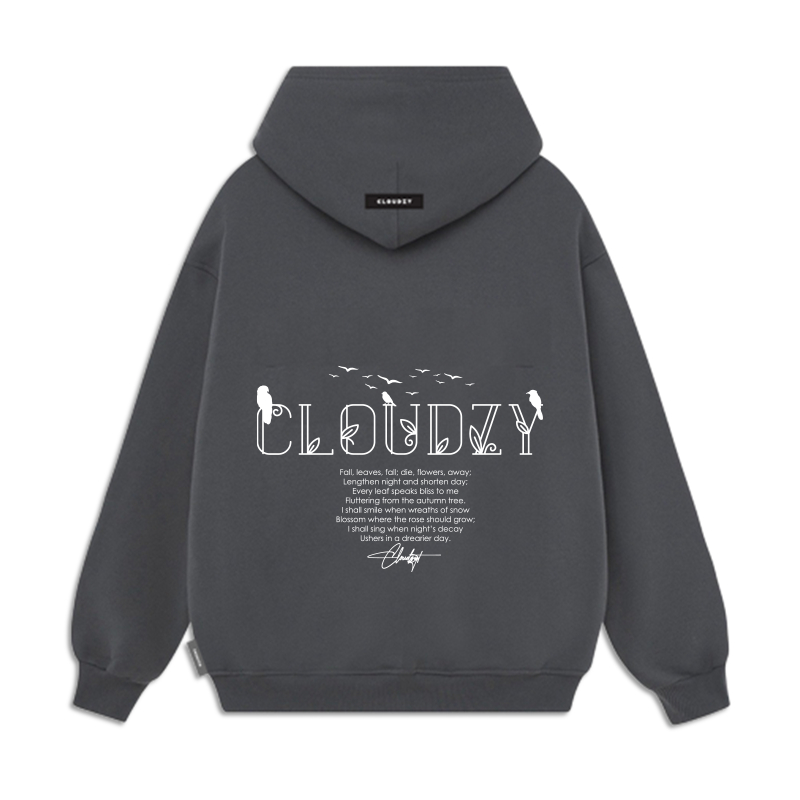 Áo hoodie nam nữ local brand unisex cặp đôi nỉ ngoại cotton form rộng có mũ xám đen dày oversize CLOUDZY HD POEM