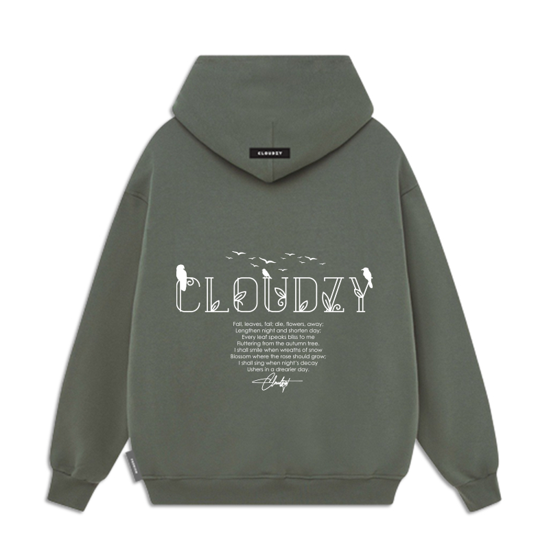 Áo hoodie nam nữ local brand unisex cặp đôi nỉ ngoại cotton form rộng có mũ xám đen dày oversize CLOUDZY HD POEM