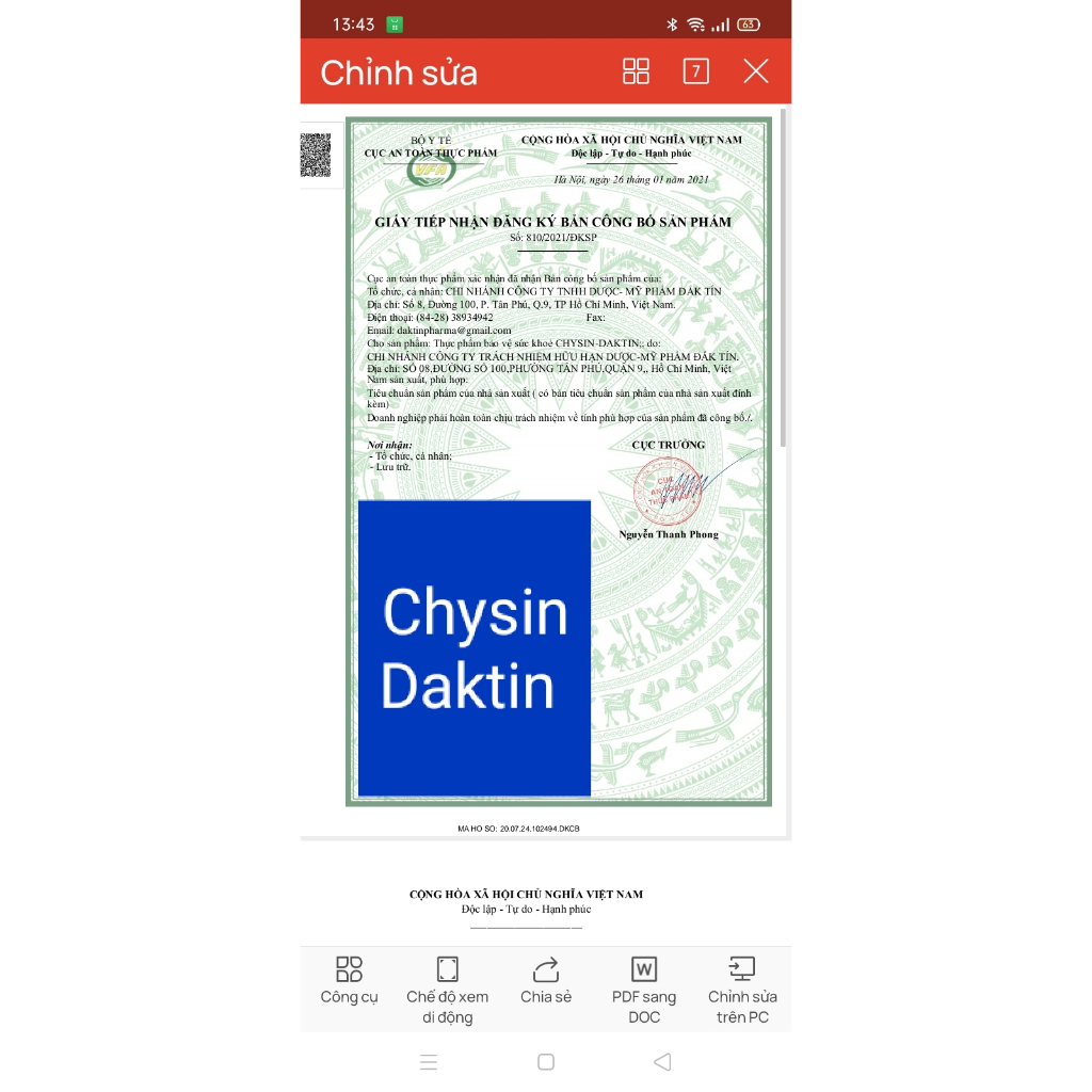 ALPHA CHYSIN DAKTIN Hộp 200 viên giúp giảm sưng, phù nề do viêm do chấn thương phần mềm