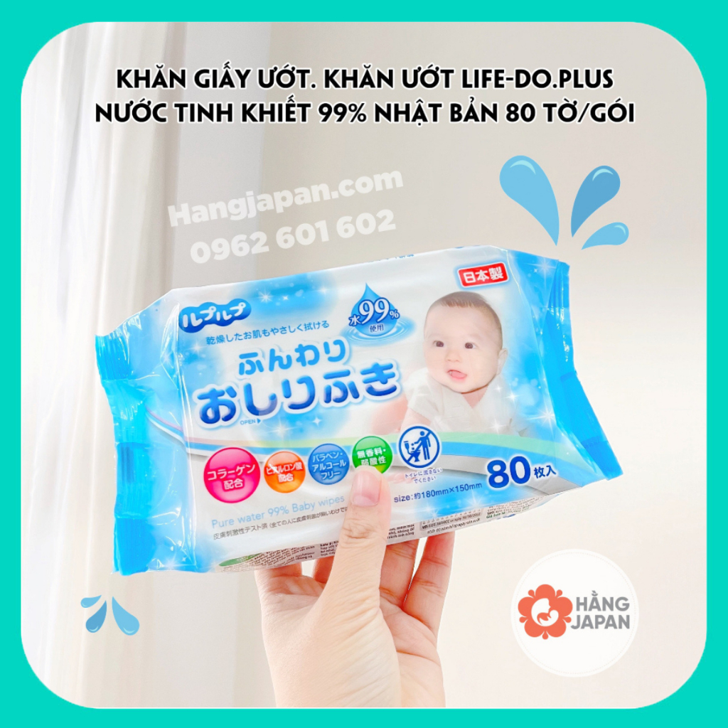 Khăn giấy ướt 99% nước tinh khiết Life-do.Plus 80 tờ