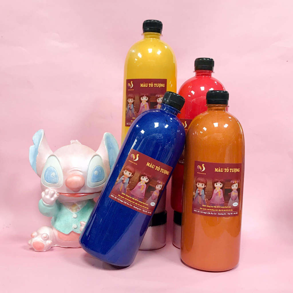 Màu Nhũ Tô Tượng Nhũ Ánh Kim Hungacolor  Chai 1000ml Loại Pha Sẵn Kèm Vòi Nhấn