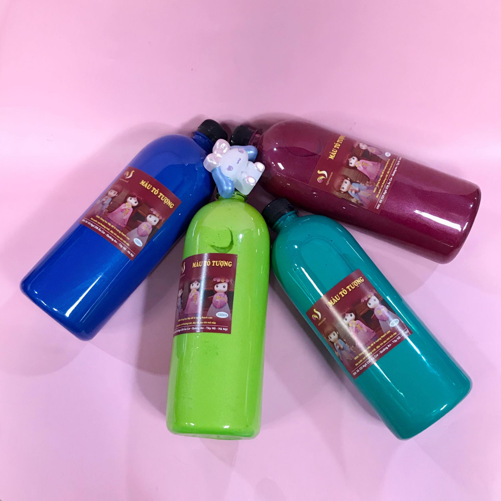 Màu Nhũ Tô Tượng Nhũ Ánh Kim Hungacolor  Chai 1000ml Loại Pha Sẵn Kèm Vòi Nhấn