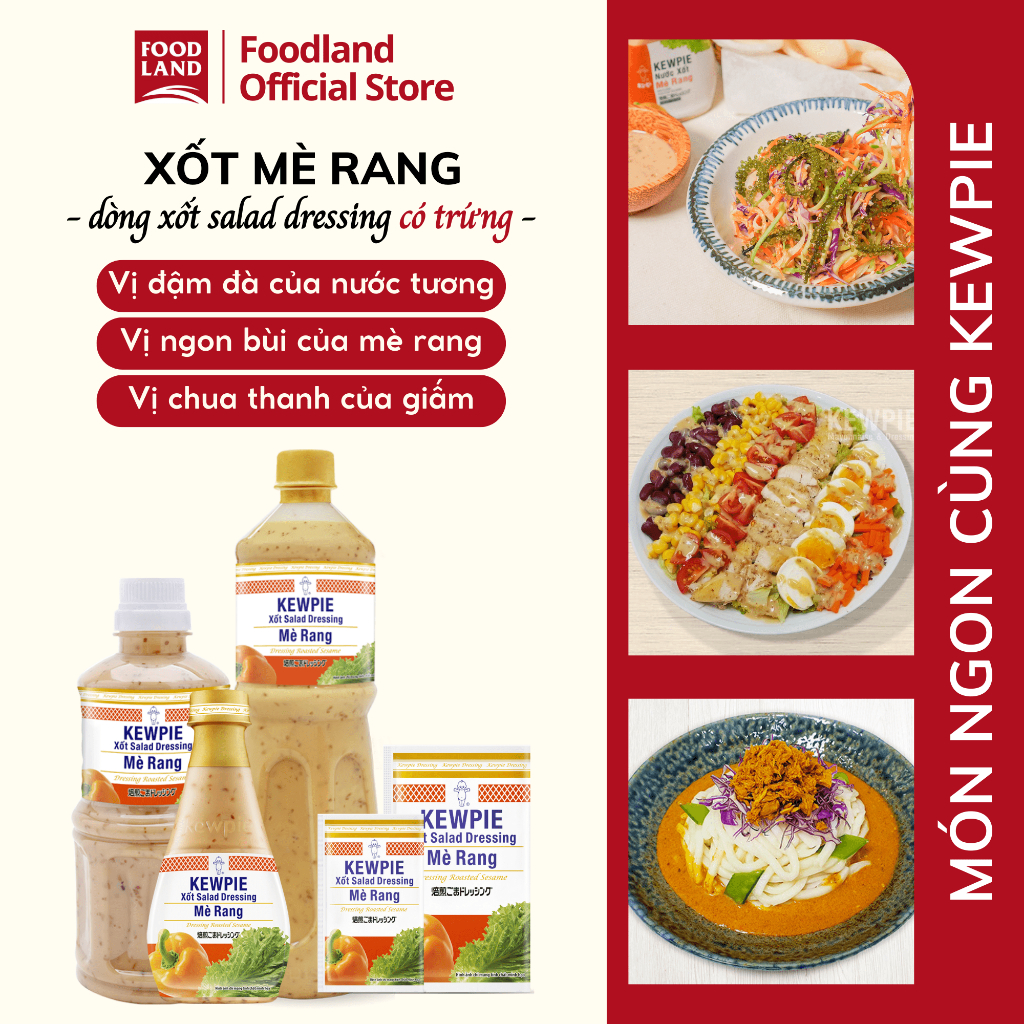 Nước chấm thịt nướng trộn salad - Nước chấm mè rang Kewpie - Foodland