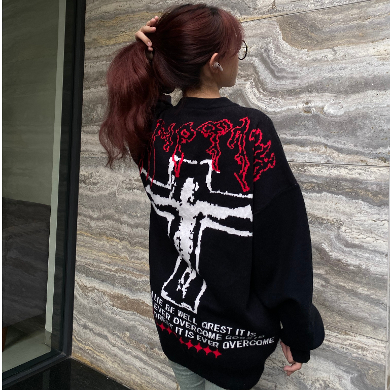 Áo len unisex cross bản nâng cấp 2023, áo sweater thêu chữ thập siêu cá tính oversize hottrend Hàn Quốc MY69027