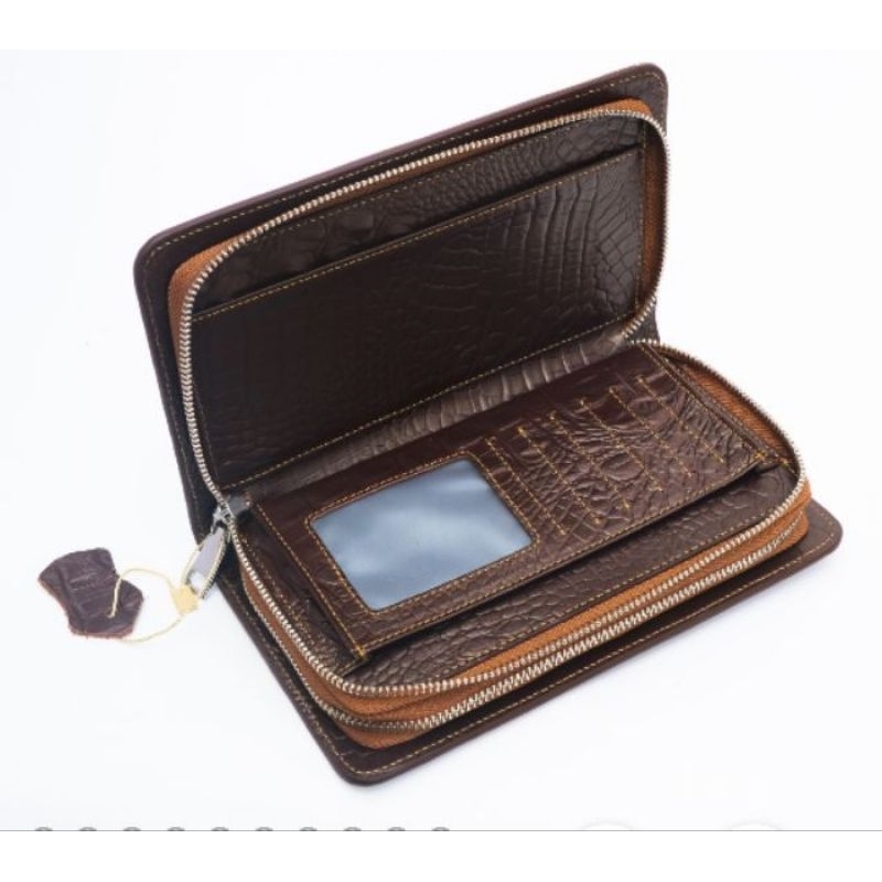Clutch ví cầm tay da bò thật 2 dây khóa cao cấp rẻ vô địch