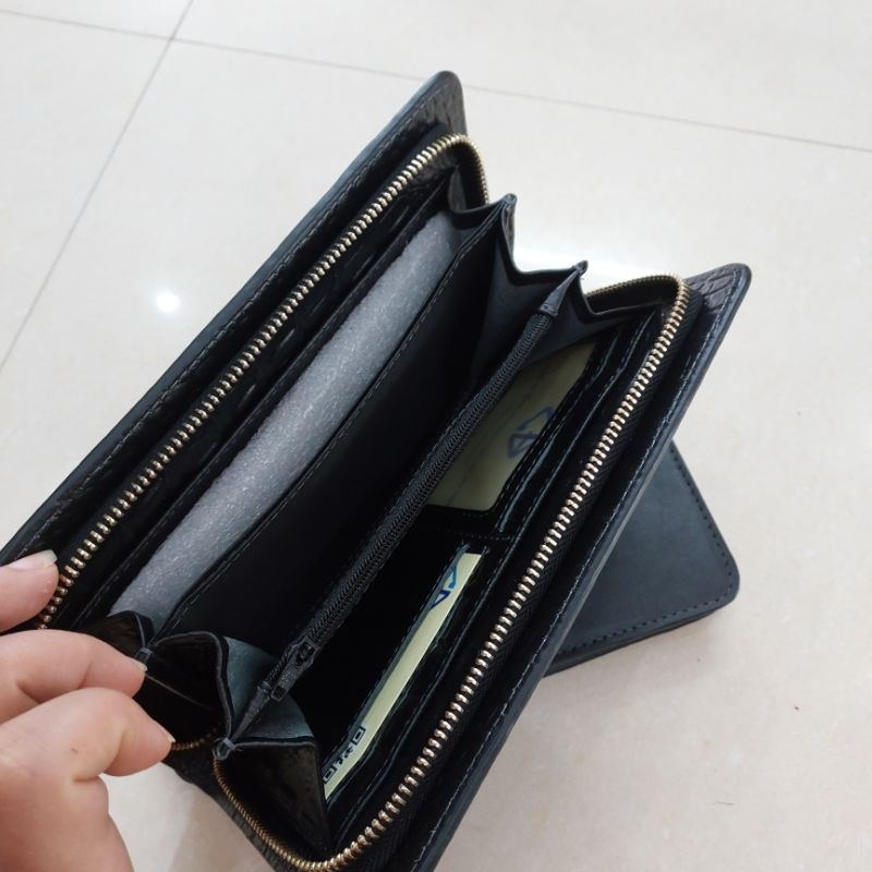 Ví cầm tay da bò vân cá sấu sang trọng lịch lãm