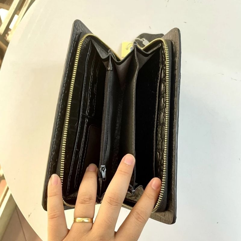 Ví cầm tay da bò vân cá sấu sang trọng lịch lãm