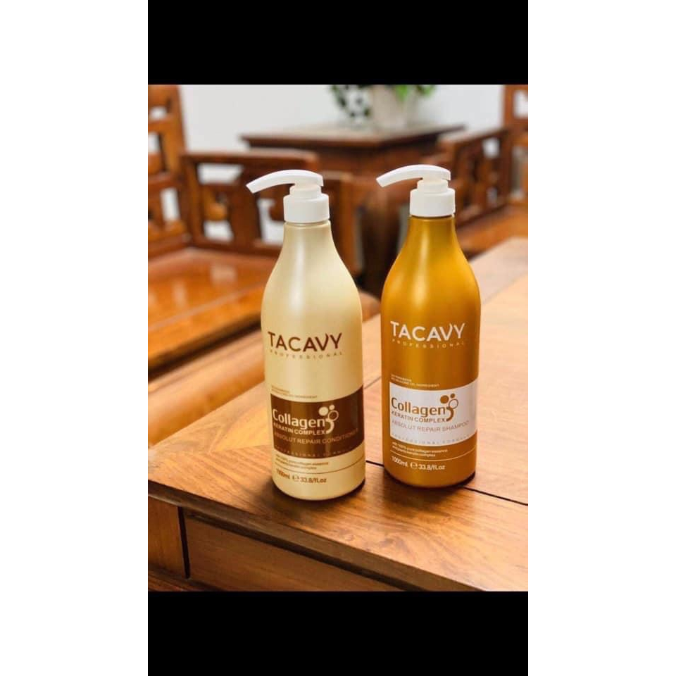 Cặp Dầu Gội Xả TACAVY 1000ml | Giảm Gãy Rụng, Phục Hồi Tóc Hư Tổn, Khô Xơ | Hàng Chính Hãng