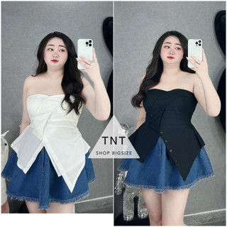 ÁO CUP NGỰC PHỐI NÚT VẠT XẺ [TNT SHOP BIGSIZE 60KG 90KG]