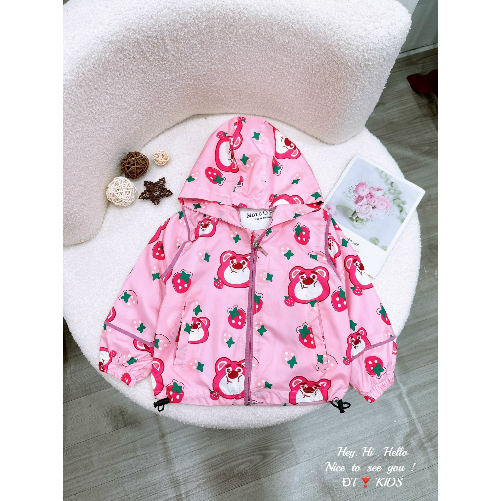 Áo khoác trẻ em - áo gió gấu dâu lotso 2 lớp cho bé gái