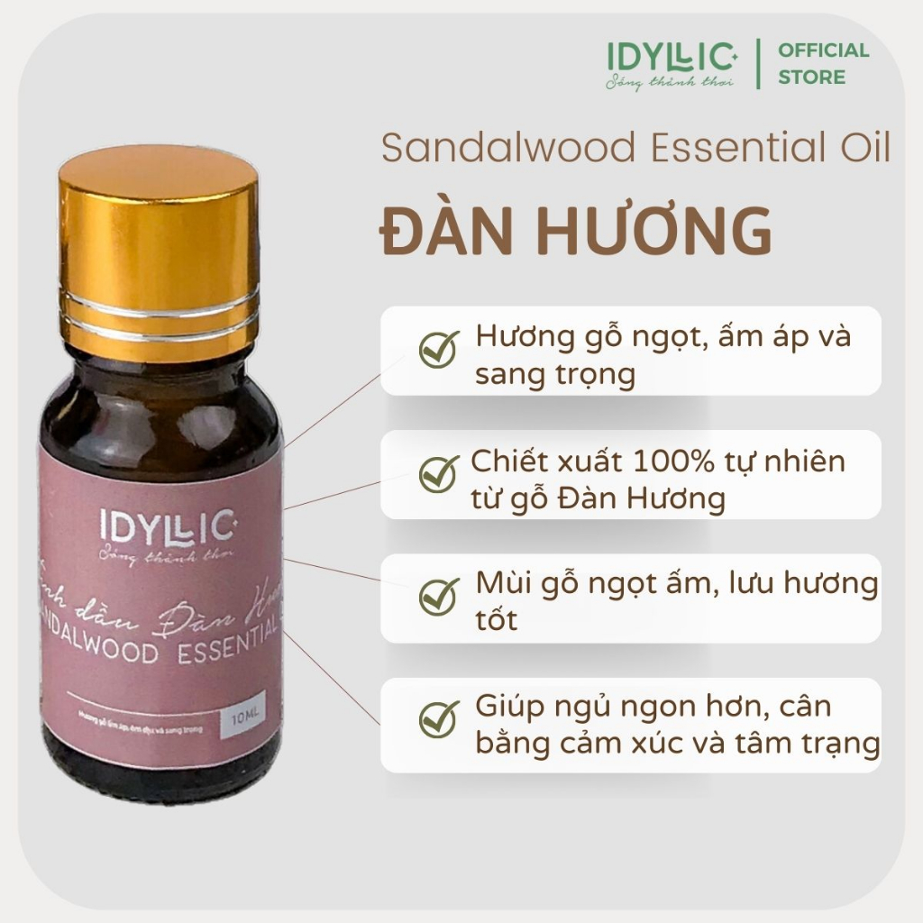 Tinh Dầu Đàn Hương Idyllic  | 100% Thiên Nhiên Xông Phòng, Làm Nến Thơm, Massage Body