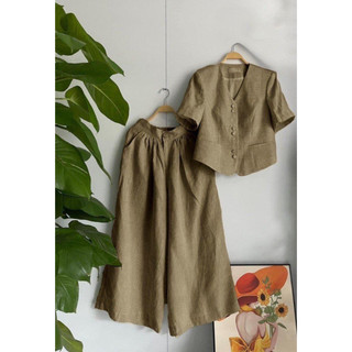 Set Bộ Nữ Quần Ống Rộng, Bộ Đũi Nữ, Bộ Đũi Đi Chơi, Quần Ống Rộng. Mã T20