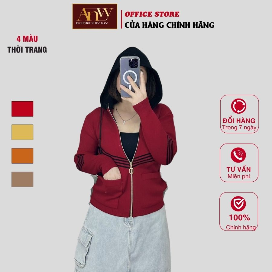 - Khoác len Co Dãn Tốt - Khoác Dệt Kim Có Mũ - Áo Len Cao Cấp