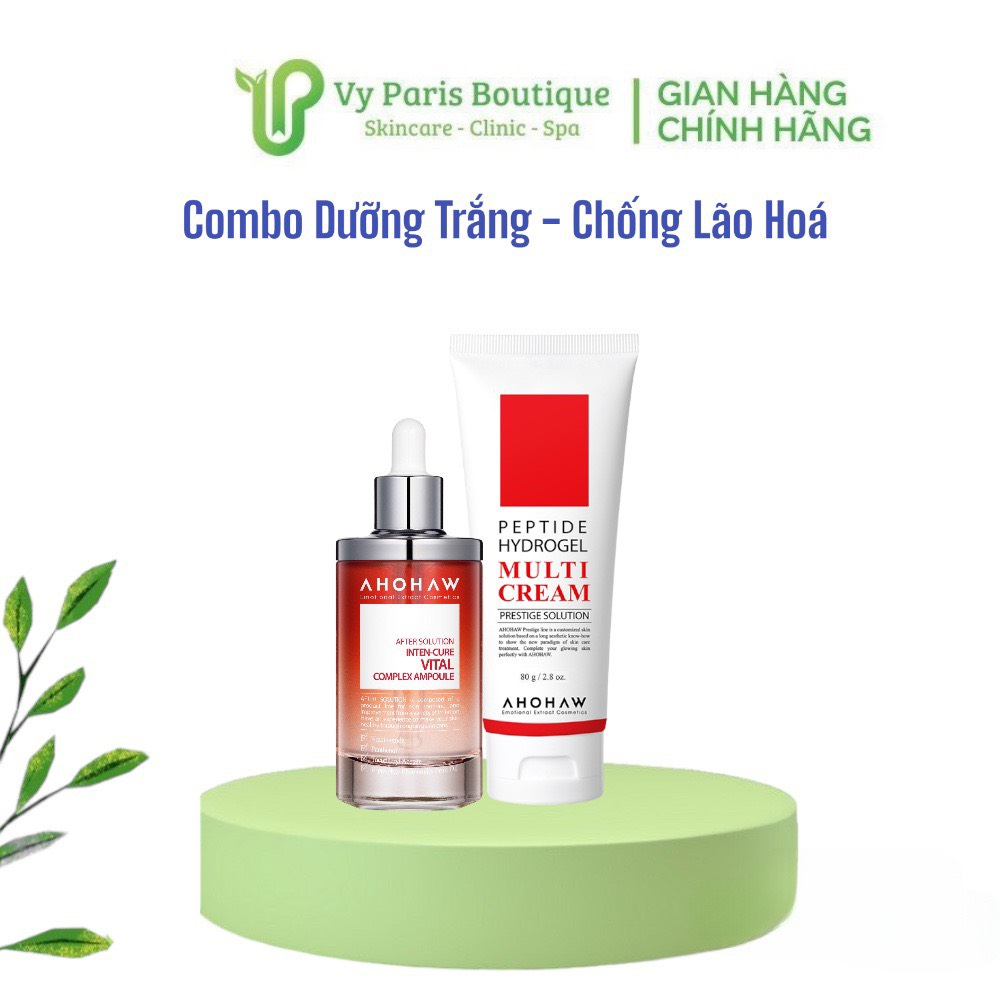 Combo dưỡng trắng, phục hồi da tổn thương Ahohaw Inten Cure Vital & Multi Cream
