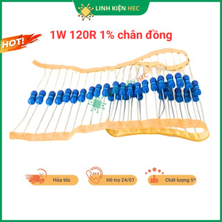 Điện trở vạch 1W 120R 1% chân đồng chính hãng combo 10 con linhkienhec