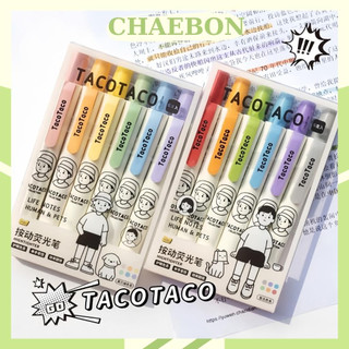 Bút dạ quang 6 màu highlight pastel TACOTACO, bút đánh dấu nhớ dòng cute nhiều màu maker dễ thương phong cách Nhật Bản