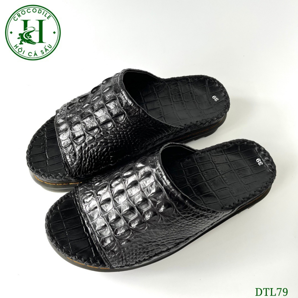 Dép Da Nam Doctor Độn Đế Tăng Chiều Cao Chất Liệu Da Lưng Cá Sấu Cao Cấp DTL79 - Cam kết da thật 100%