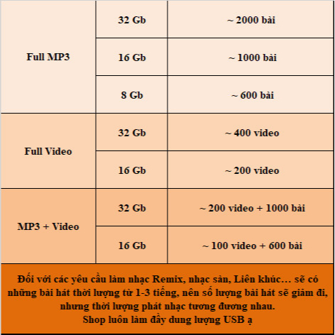 USB NHẠC HÌNH + TIẾNG CHO Ô TÔ -  - Cài nhạc theo yêu cầu - TSB