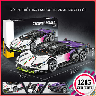 Mô hình lắp ráp Xe Đua Lamboghini Ziyue bản premium sơn phủ 3 màu, Đồ chơi lắp ráp siêu xe thể thao