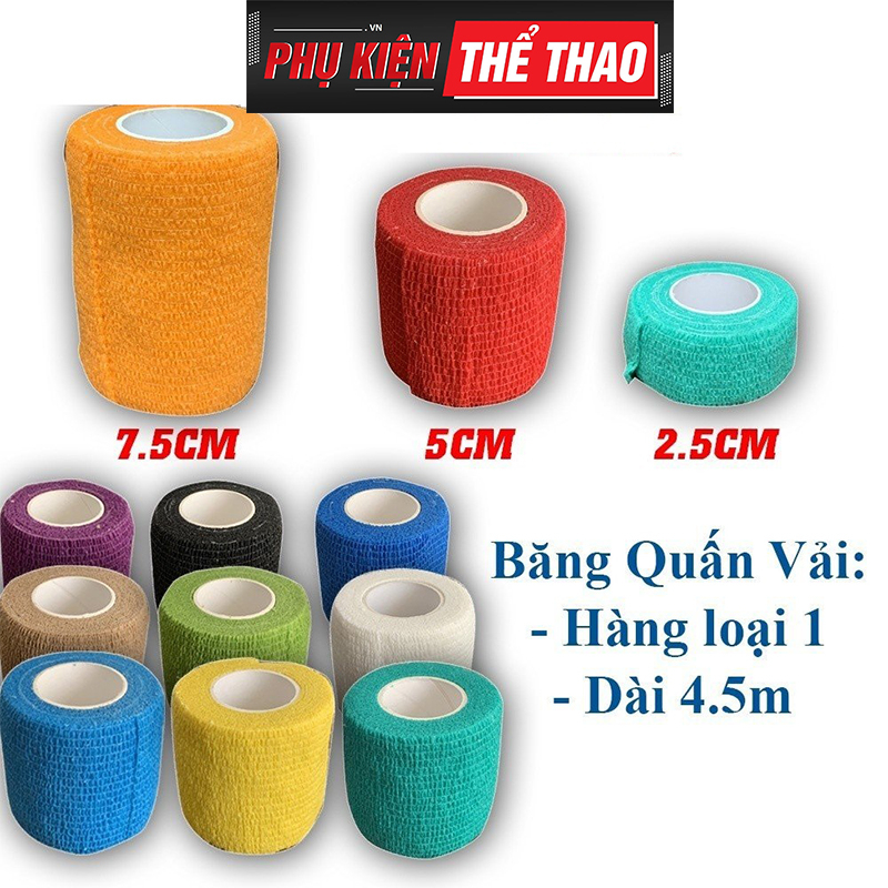 Băng keo thể thao đá bóng cuốn cổ chân cổ tay cao su non vải hỗ trợ thi đấu và tập luyện