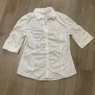 Áo sơmi trắng nữ tay lửng, hàng dư lỗi bẩn cực nhẹ