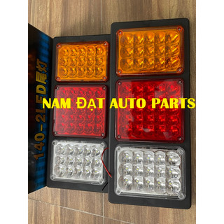 Cặp đèn led hậu sau xe tải xe ben 55 bóng sáng 3 màu Đỏ Trrắng Vàng